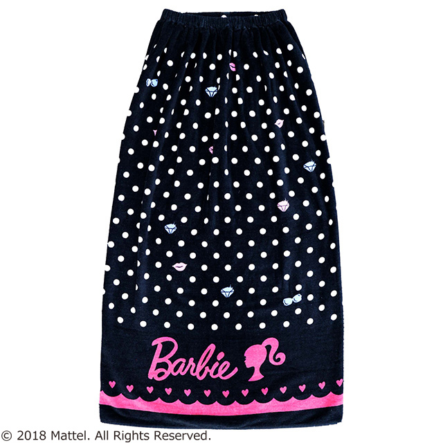 Barbie バービー ホワイトドットパターン 100cm丈 巻きタオル