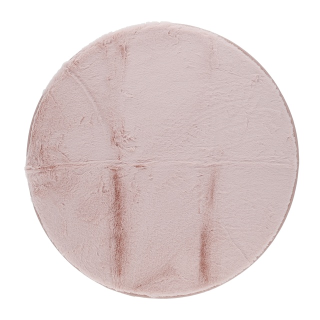 プレミアムラビットファー φ90cm ローズ ラグマット