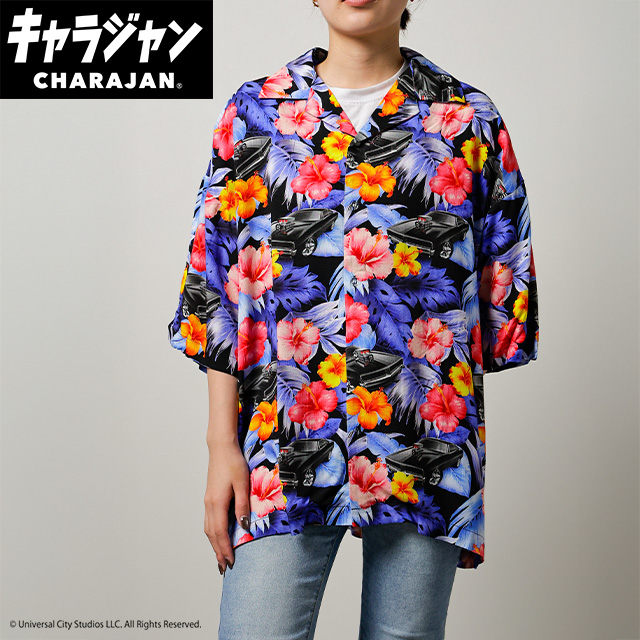 【キャラジャン】ワイルドスピード トロピカル ブラック アロハシャツ(M)/(LL)