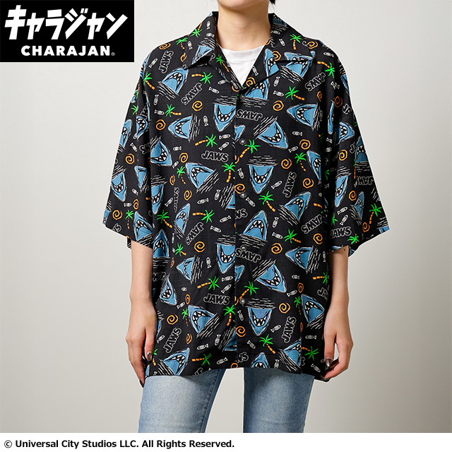 【キャラジャン】ジョーズ トロピカルシャーク アロハシャツ(M)/(LL)
