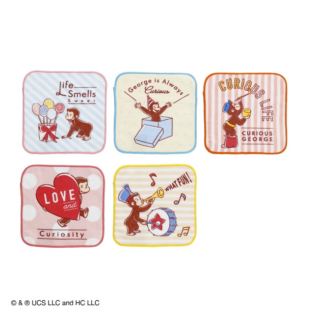 おさるのジョージ おさるのジョージ「わくわくプレイング」 ミニタオル 5枚組