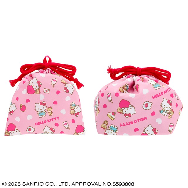 サンリオ ハローキティ 「ポップレッドハート」 巾着(S)/マチ付き巾着