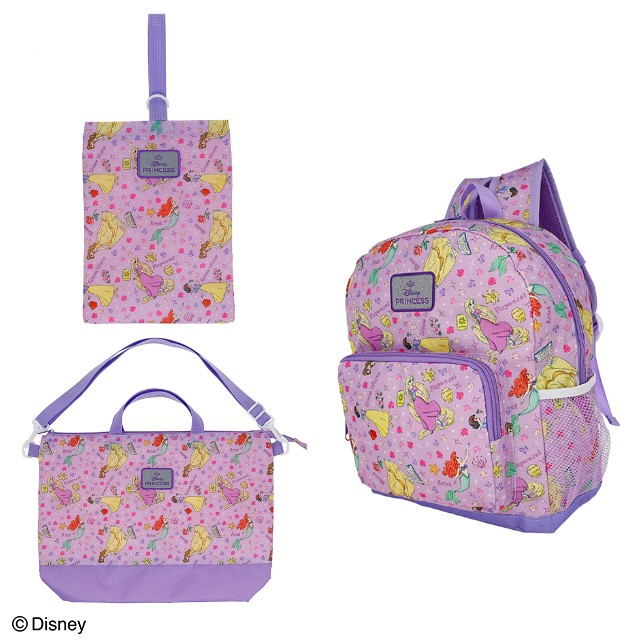 ディズニー プリンセス 「エレガントパープル」 シューズバッグ/レッスンバッグ/リュックサック