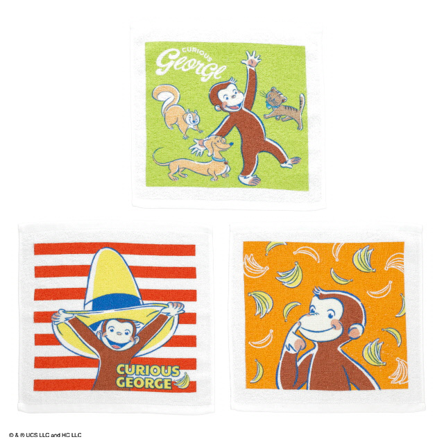 おさるのジョージ ナイスボーダー ハンドタオル3枚組