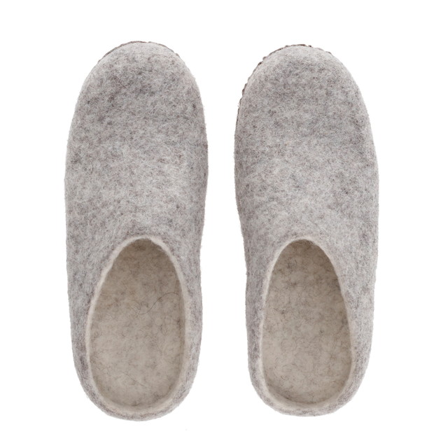 ネパール フェルト雑貨 ぽかぽかルームシューズ (グレー) S/M/L