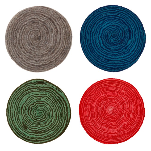 ネパール フェルト雑貨 キッチンスパイラル 鍋敷き グレー/ブルー/グリーン/レッド