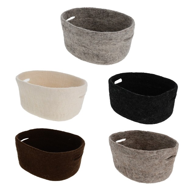 ネパール フェルト雑貨 プレーンバスケット バスケット グレー/ホワイト/ブラック/ブラウン/ベージュ