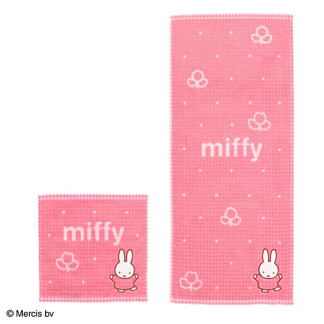 miffy ミッフィー ドットピンクフラワー キャリー/フェイスタオル