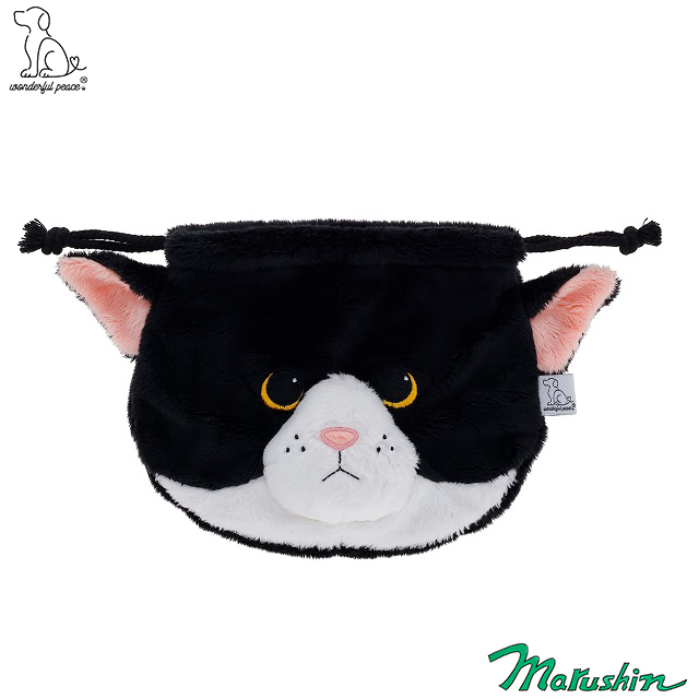 ワンダフルピース もふっと白黒猫 巾着