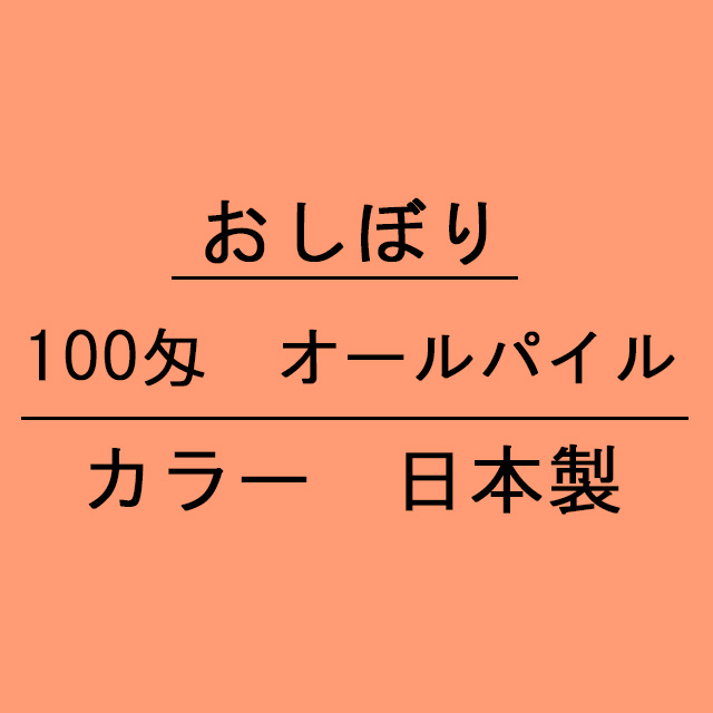 100匁　オールパイル カラー　おしぼり　日本製
