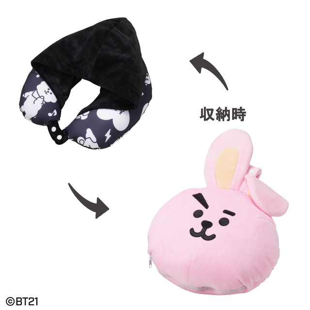 BT21 ネックピロー_COOKY フード付きネックピロー